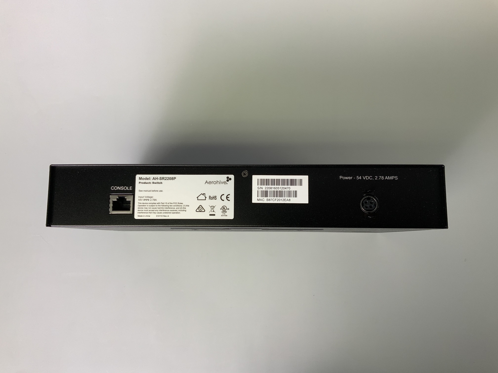 Aerohive AH-SR2208 NETWORKS SWITCH AH-SR-2208P-NA 8 Port Gigabit Ethernet Switch