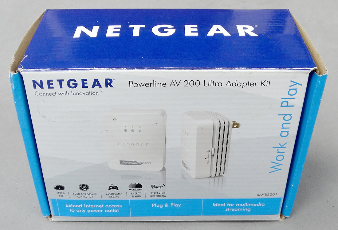 Netgear Powerline AV 200 Ultra Adapter Kit Open Box XAVB2001 Plug & Play Stream
