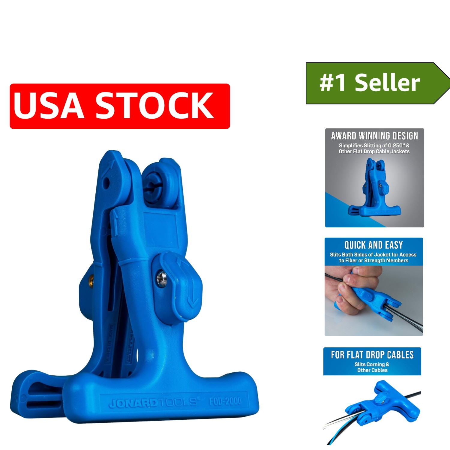 Effortless Slitting with Jonard FOD-2000 Fiber Optic Drop Cable Tool, Blue