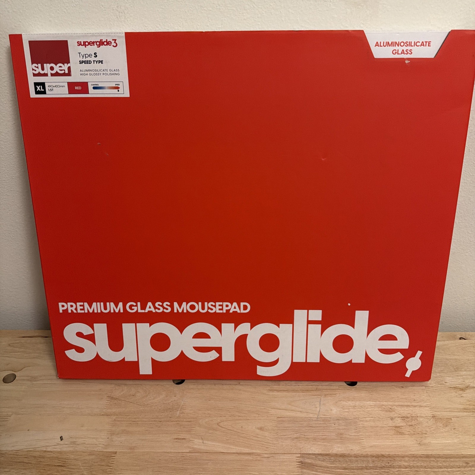 Pulsar Superglide3 Glass Mousepad Type-S XL Red 490x420mm SGPXLR3S New