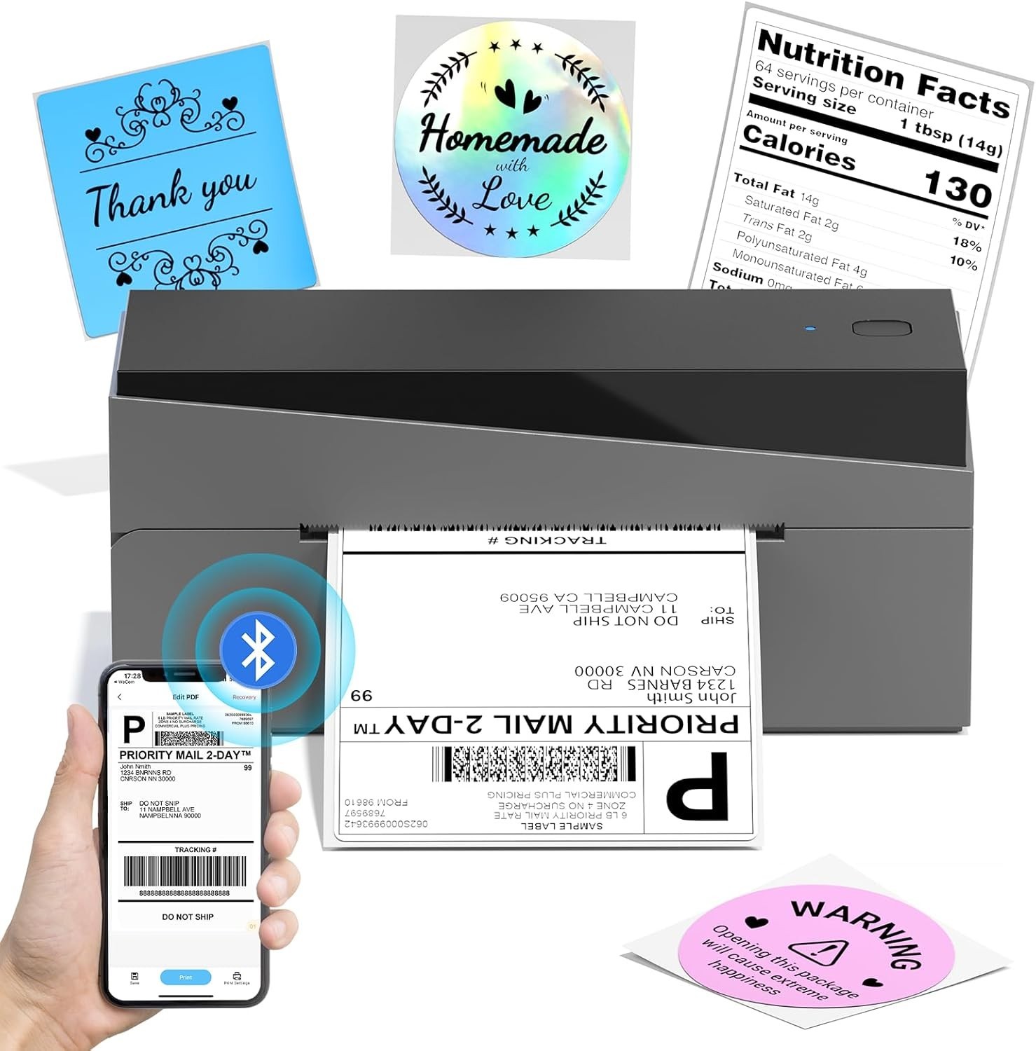 Phomemo 4x6 Label Printer Shipping Label Printer Bluetooth Thermal Printer