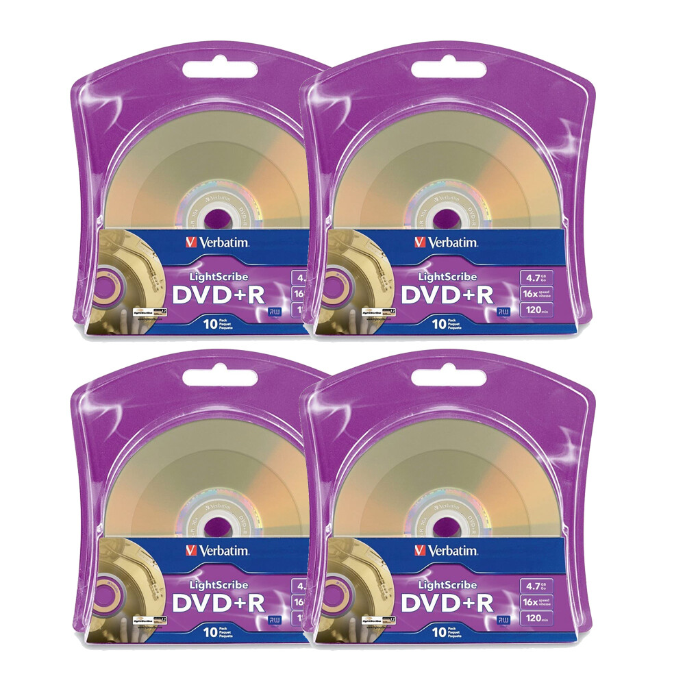 Verbatim LightScribe DVD+R Blank Media 40pk - Laser Etch Prints Direct to Disc