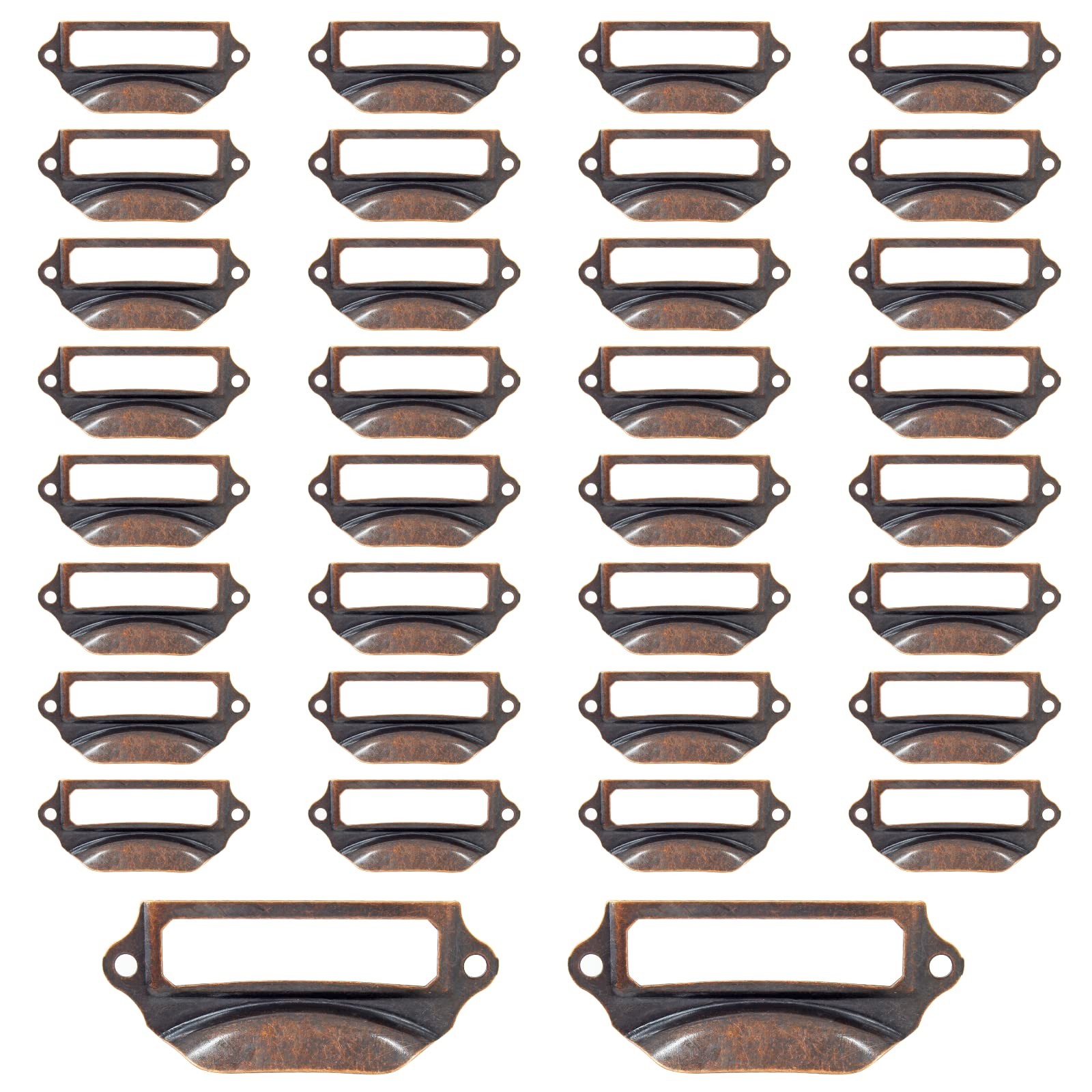 Antique Copper Frame Tag Label Holder Office Library File Drawer Tags Vintage