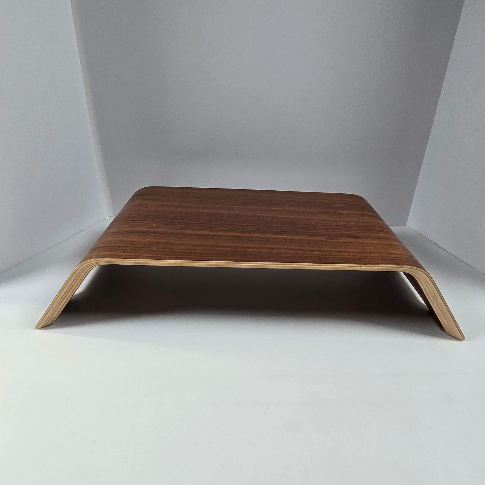 HumanCentric Laptop Monitor Stand Walnut Wood Riser Desk Organizer Minimalist
