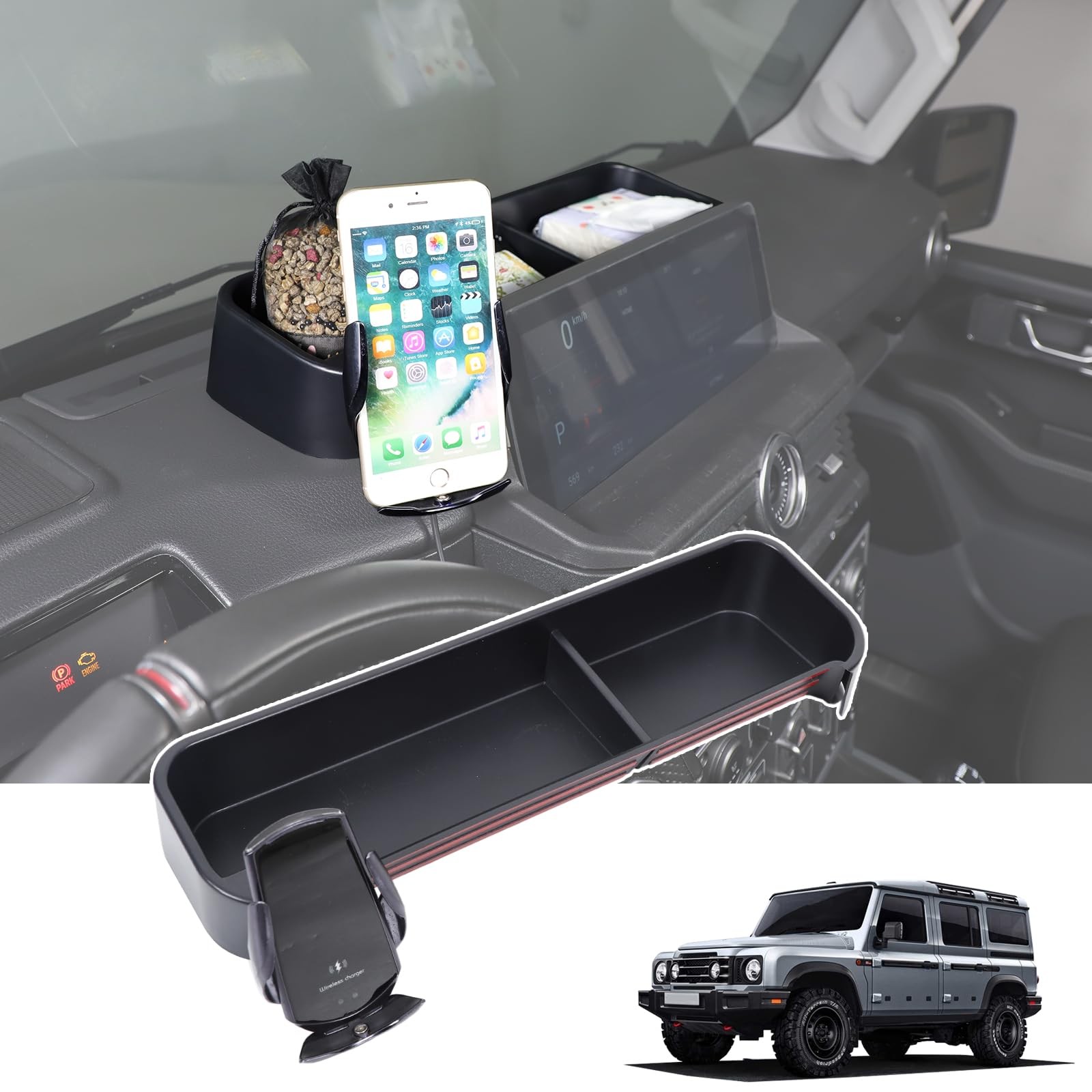 Dash Storage Tray Insert Behind Screen Organizer Storage with INEOS Grenadier...