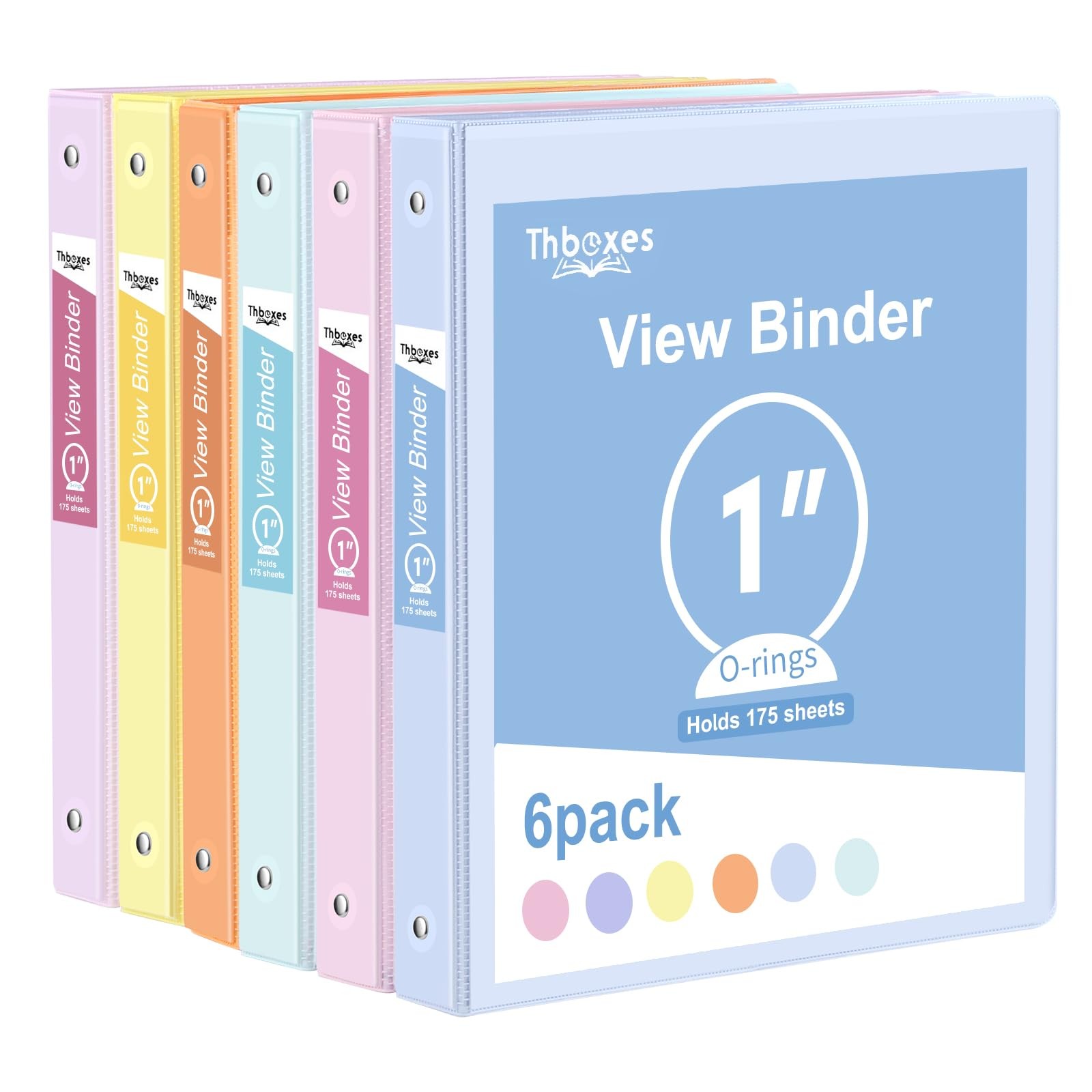 3 Ring Binder 6 Pack 1 Inch 2 Interior Pockets Multicolor G1587K-11-N Clear View