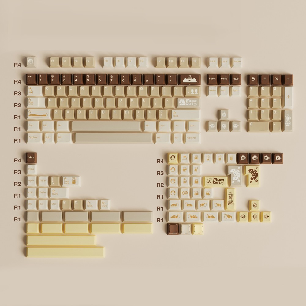 Keybyelab CatCafé Keycaps(175Keys,Cherry Profile,PBT)