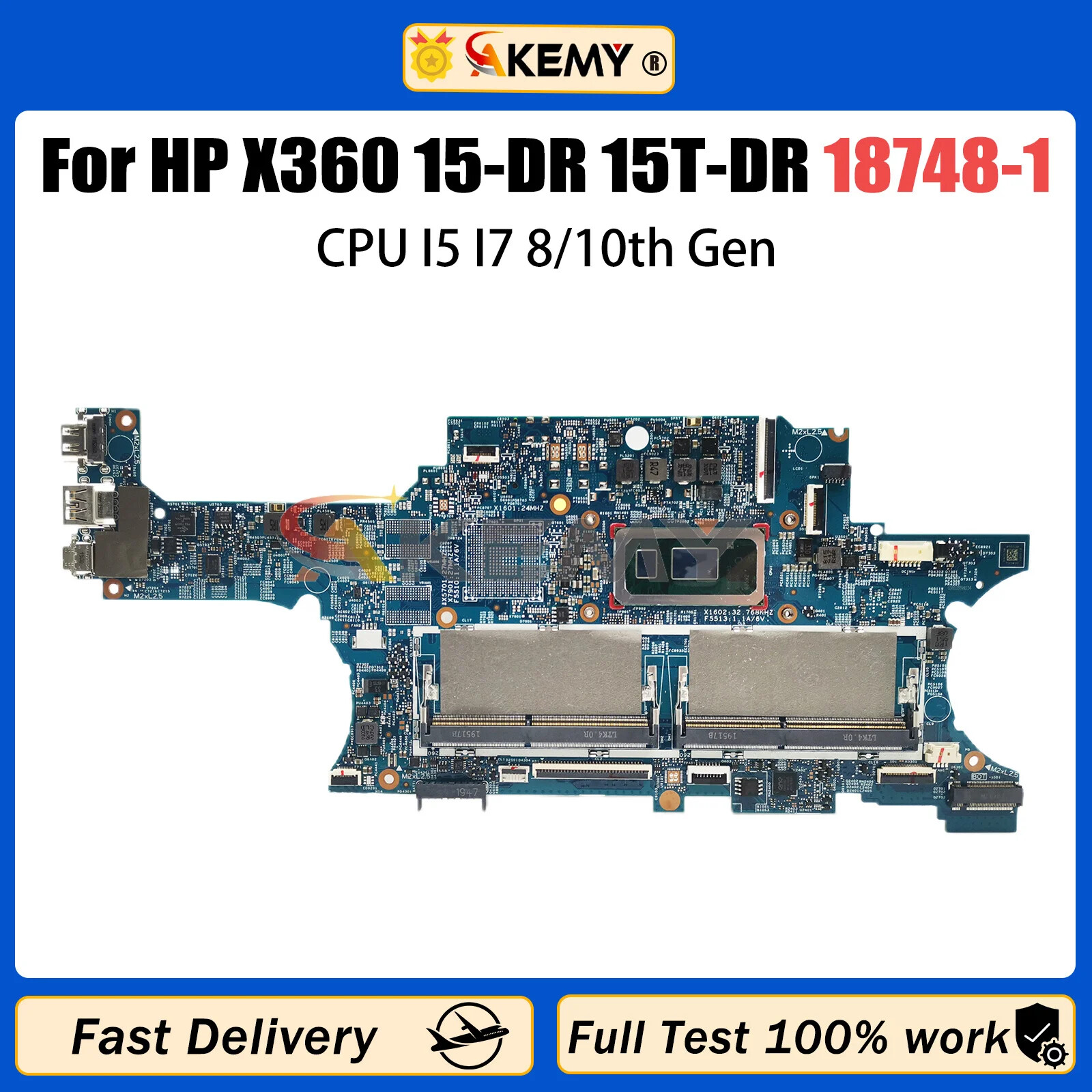 18748-1 For HP X360 15-DR TPN-W142 L63887-601 Motherboard CPU I5 I7 8/10th Gen
