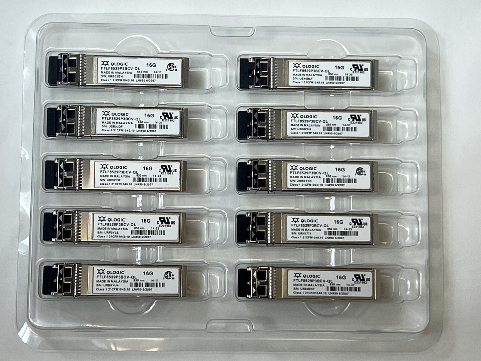 Pack of 5- Q-Logic FTLF8529P3BCV-QL 16Gb SW SFP+ 850nm Optical Transceiver