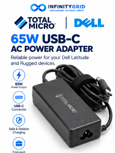 NEW Total Micro 65W USB-C AC Adapter Charger for Dell Latitude Rugged 492-BDQM-T