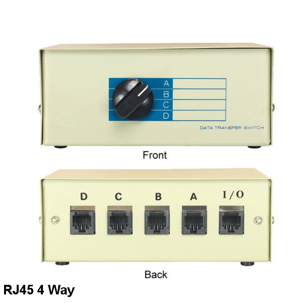 4 Way RJ45 Manual Data Switch Box Rotary Dail Style Network Router Modem PC