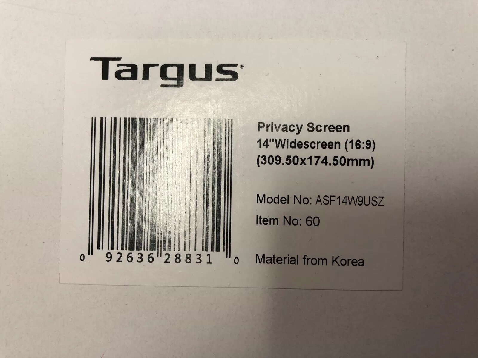 Targus Laptop Privacy Screen 14” Brand New