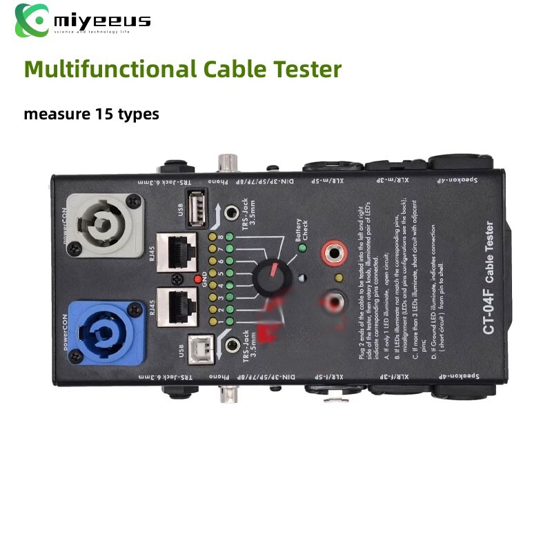 Audio Cable Tester RJ45 Cable Tester (Measures 15 Types) for PowerCON CT-04F