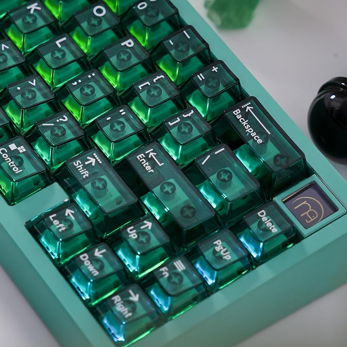 114 Key Crystal Clear Transparent PC Cherry Profile Keycaps Green Mechanical