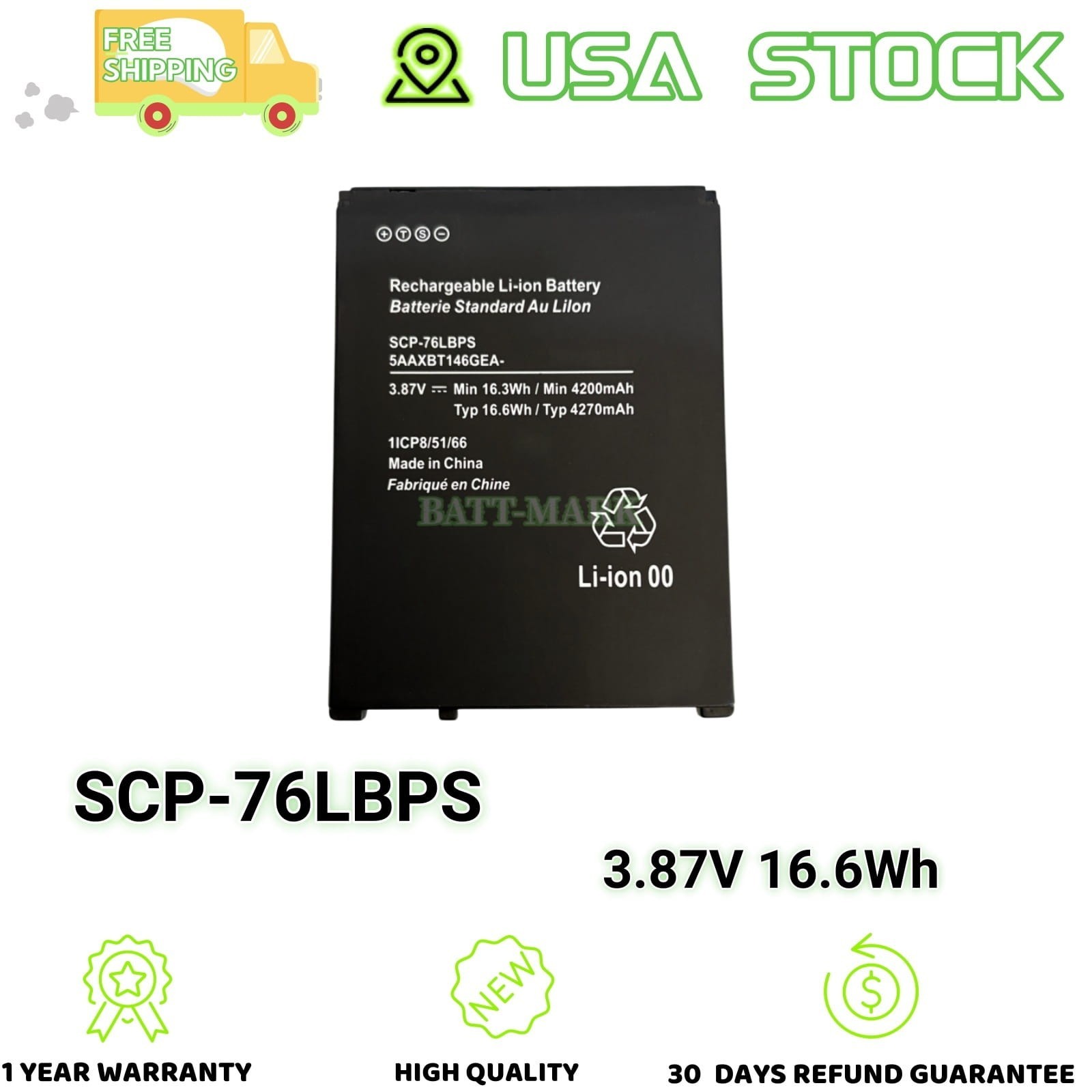 New 3.87V SCP-76LBPS Replacement Battery for Kyocera DuraForce Pro 3 E7200