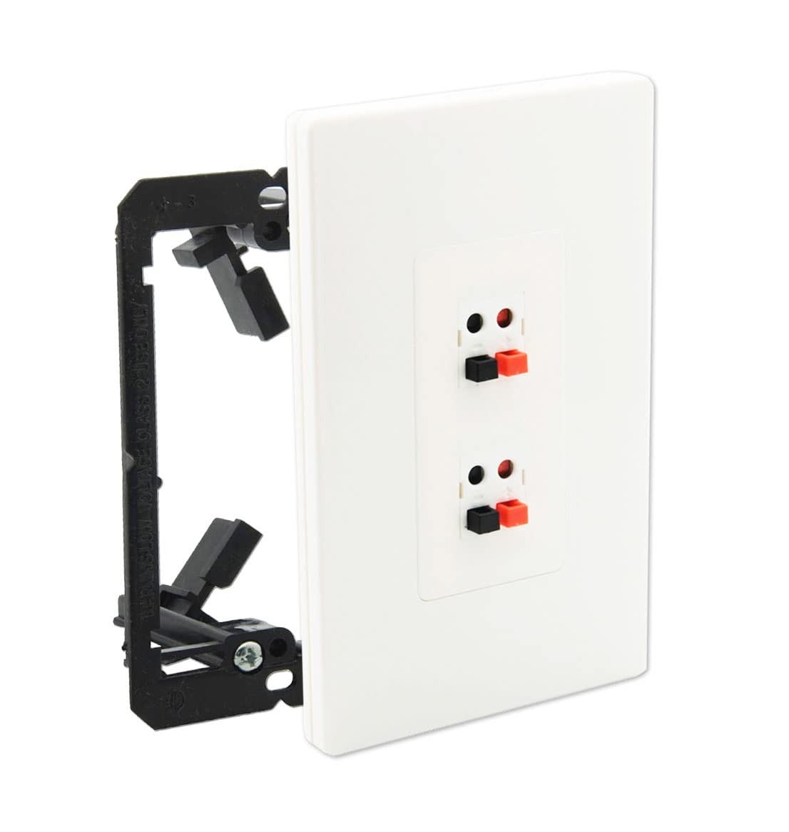 2 Port Spring Loaded Speaker Wall Plate with 1 Gang Mounting Bracket – Self C...