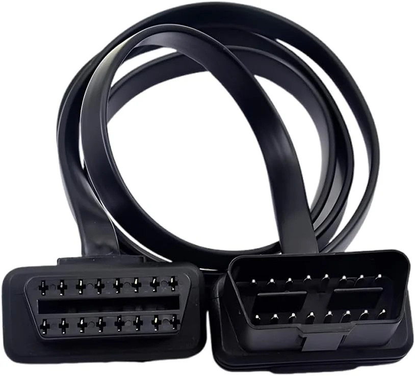OBD2 Extension Cable, 16Pin Male to Female Flat Ribbon Extension Cord, Lo