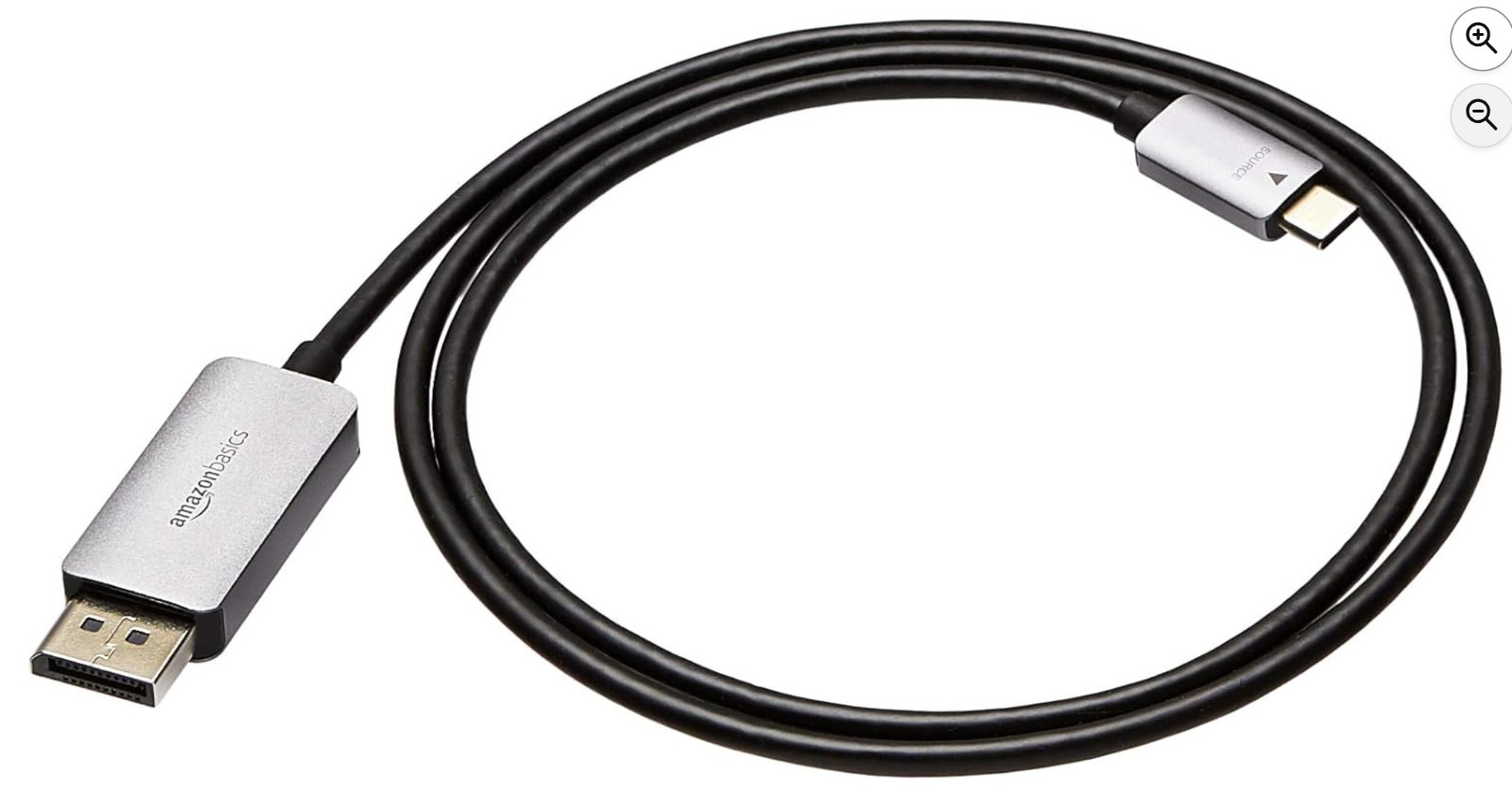 Amazon Basics DP to USB-C Cable, 4Kx2K@60Hz, Aluminum Housing, 3ft, Black