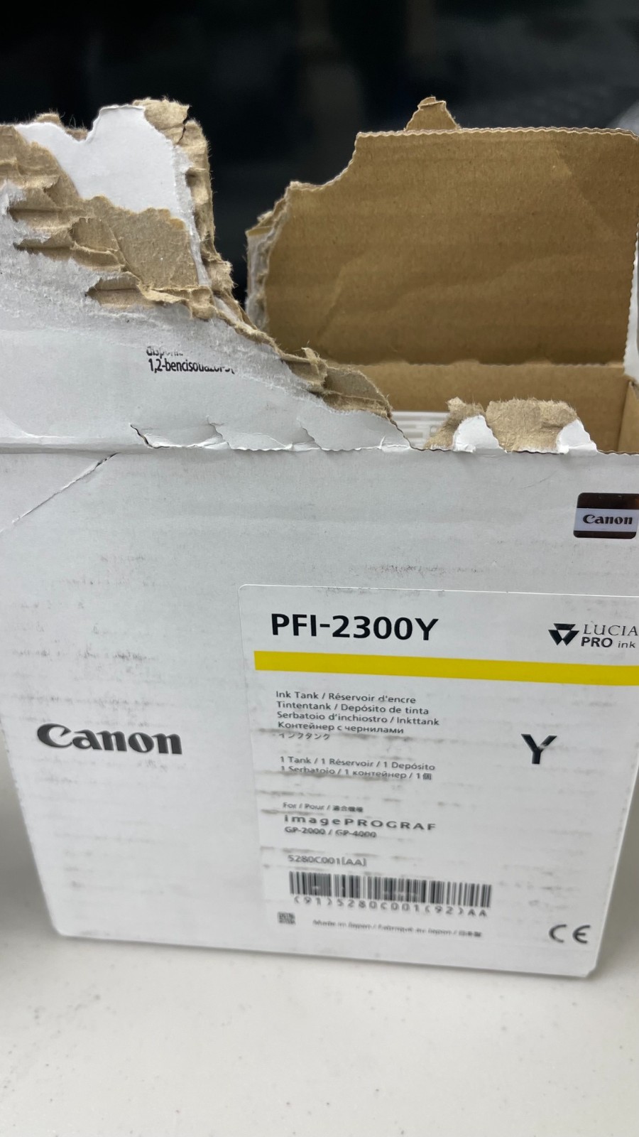 Canon PFI-2300Y  Ink Yellow for Canon Large Format Toner OPEN BOX - NEW - 330ML