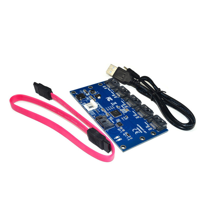 SATA 3.0 1 to 5ports Converter Multiplier Riser Adapter Card Hub JMB321 6Gbps