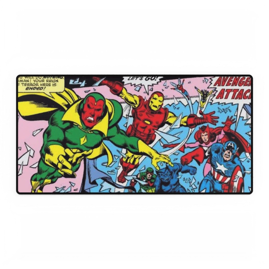Avengers Attack Vision Iron Man Captain America Classic Comic Book Mouse Pad