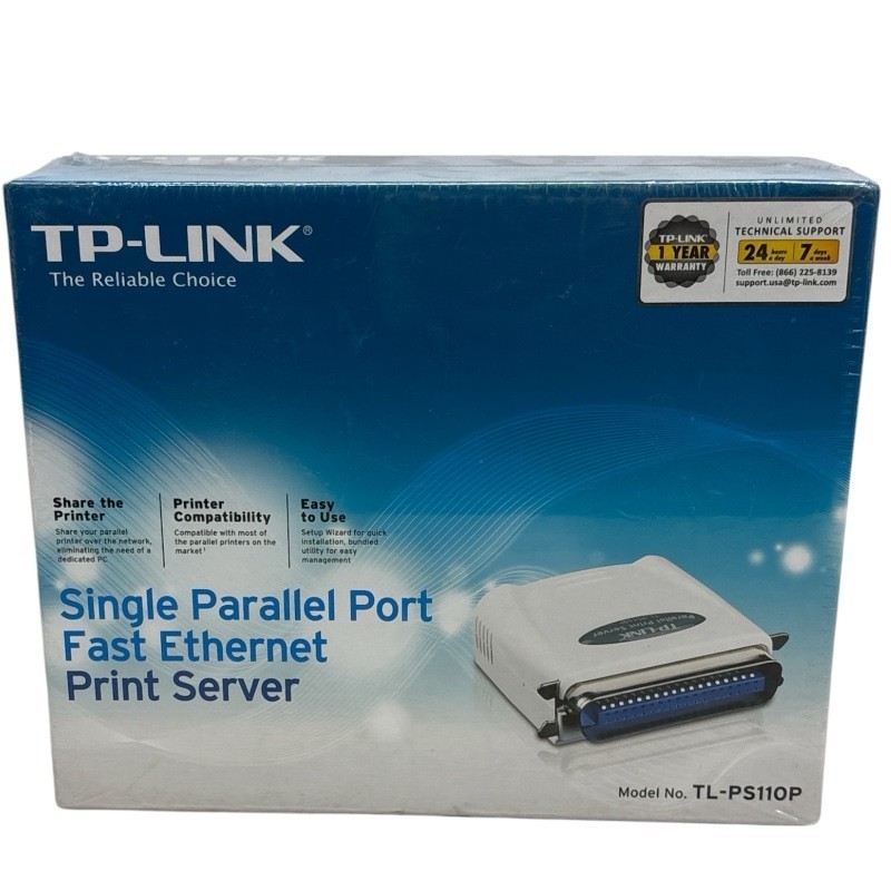 TP-Link TL-PS110P Single Parallel Port Fast Ethernet Print Server Sealed (New)