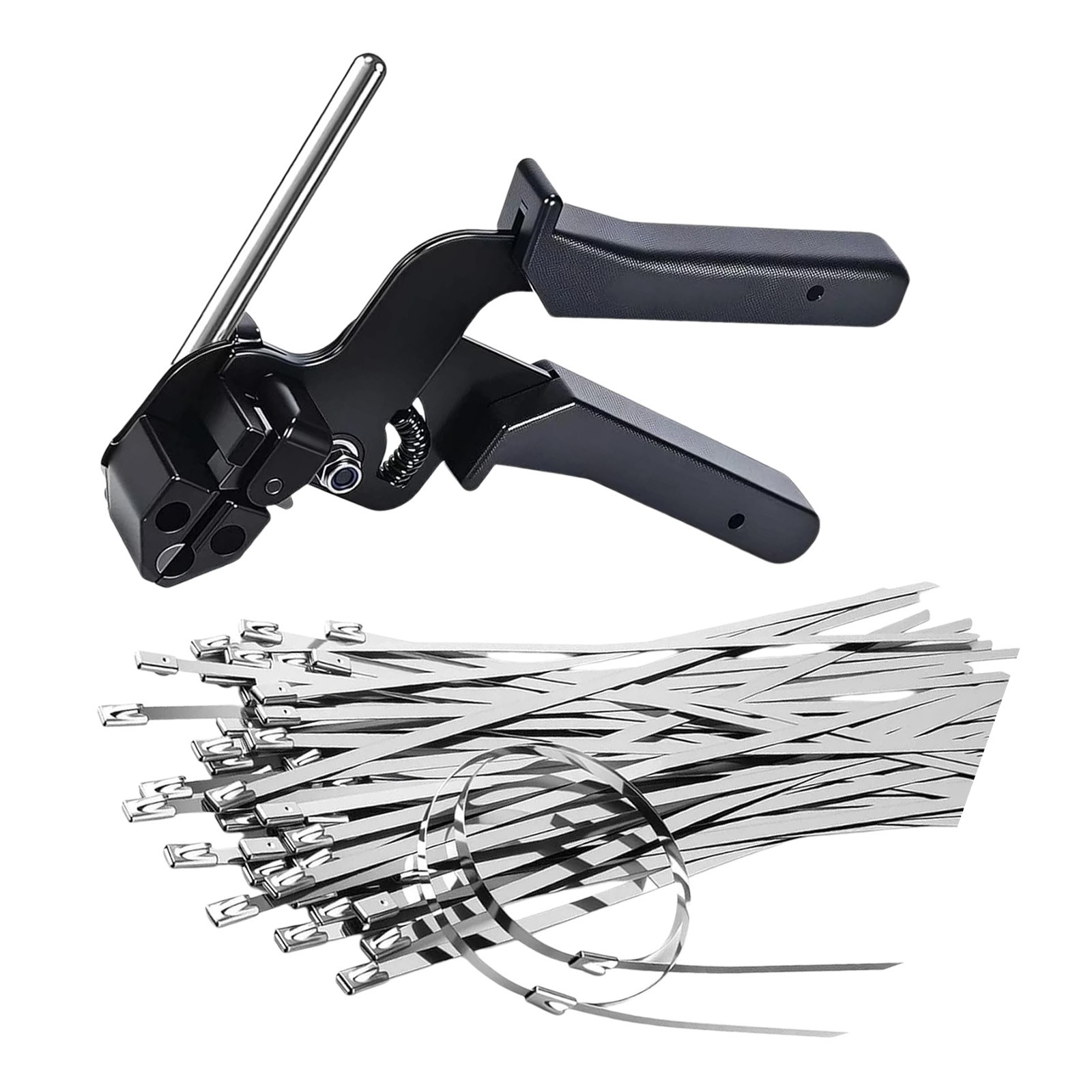 Metal Cable Tie Gun with 100pcs Stainless Steel Zip Ties 7.87in Cutting Kit