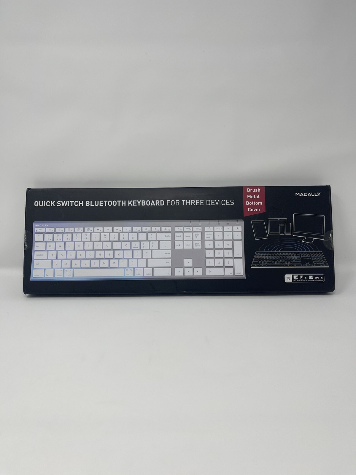 Macally Wireless Bluetooth Keyboard with Numeric Keypad, Multi Device ACEBTKEYA