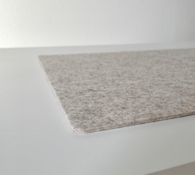 Beige Cream Wool Felt Desk Pad: Minimalist Laptop Mat (12" x 32")