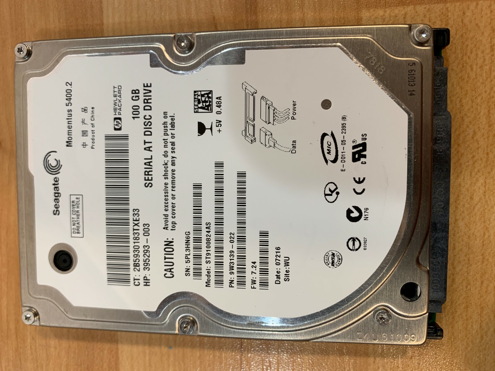 Seagate Hard Drive ST9100824AS 9W3139-022 100gb SATA