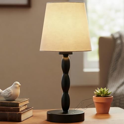 Rechargeable Cordless Table Lamp, 5000mAh Battery Powered Touch Desk Black