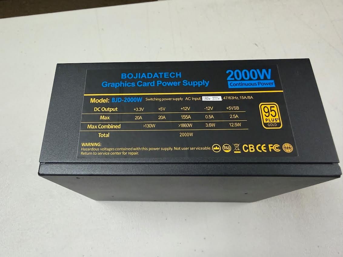 BOJIADATECH 2000W Graphics Card Power Supply 95 Plus Gold BJD 2000W New