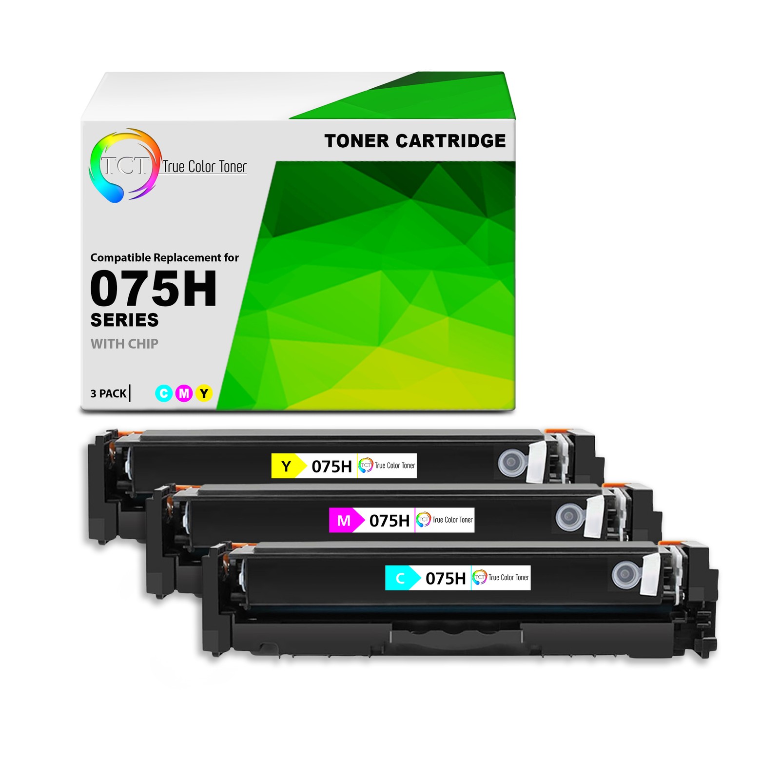 TCT Compatible HY CMY Toner Cartridge Replacement for Canon 075H – 3-Pack