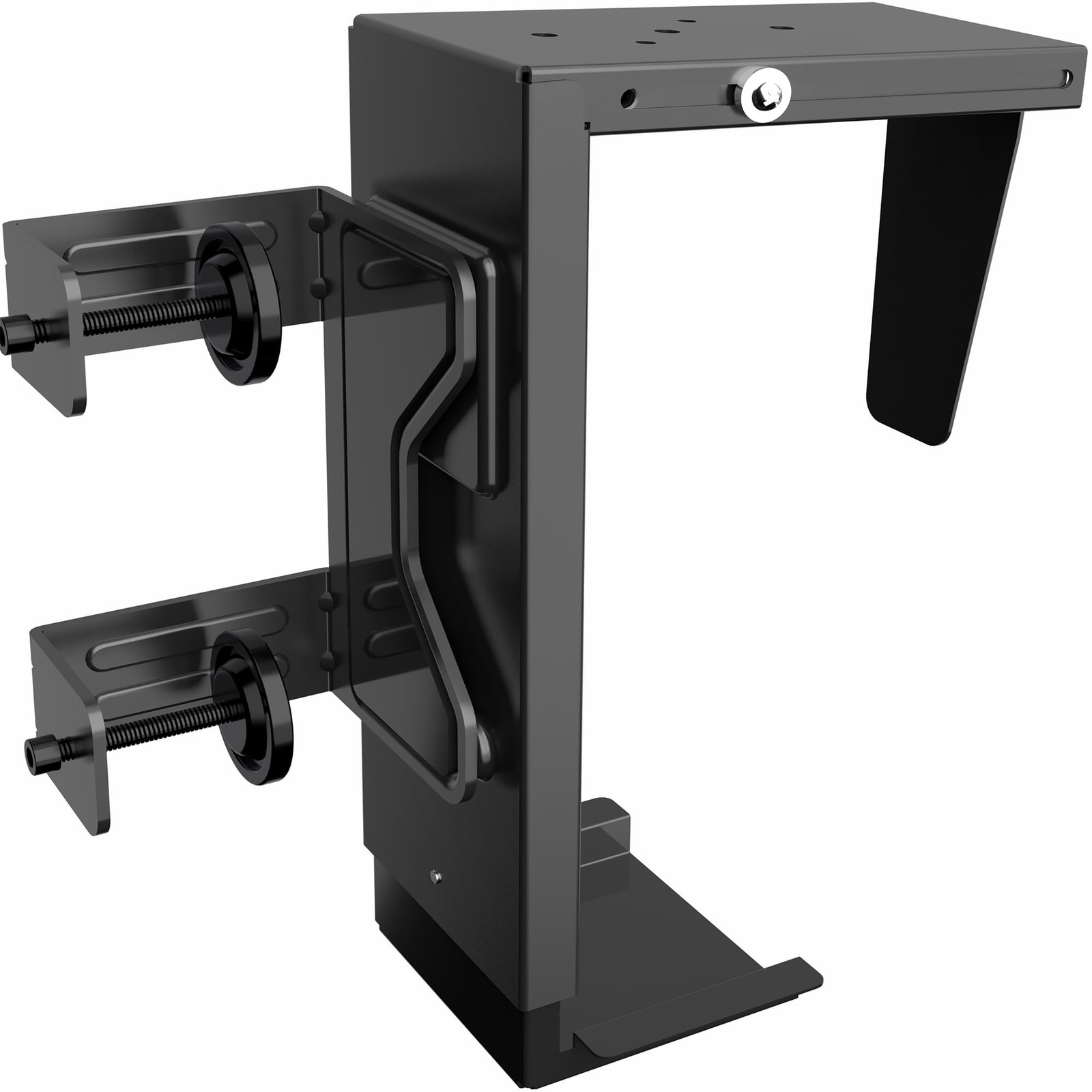 Black Clamp-on Desk Leg Large PC Mount, Mount-PCLC1