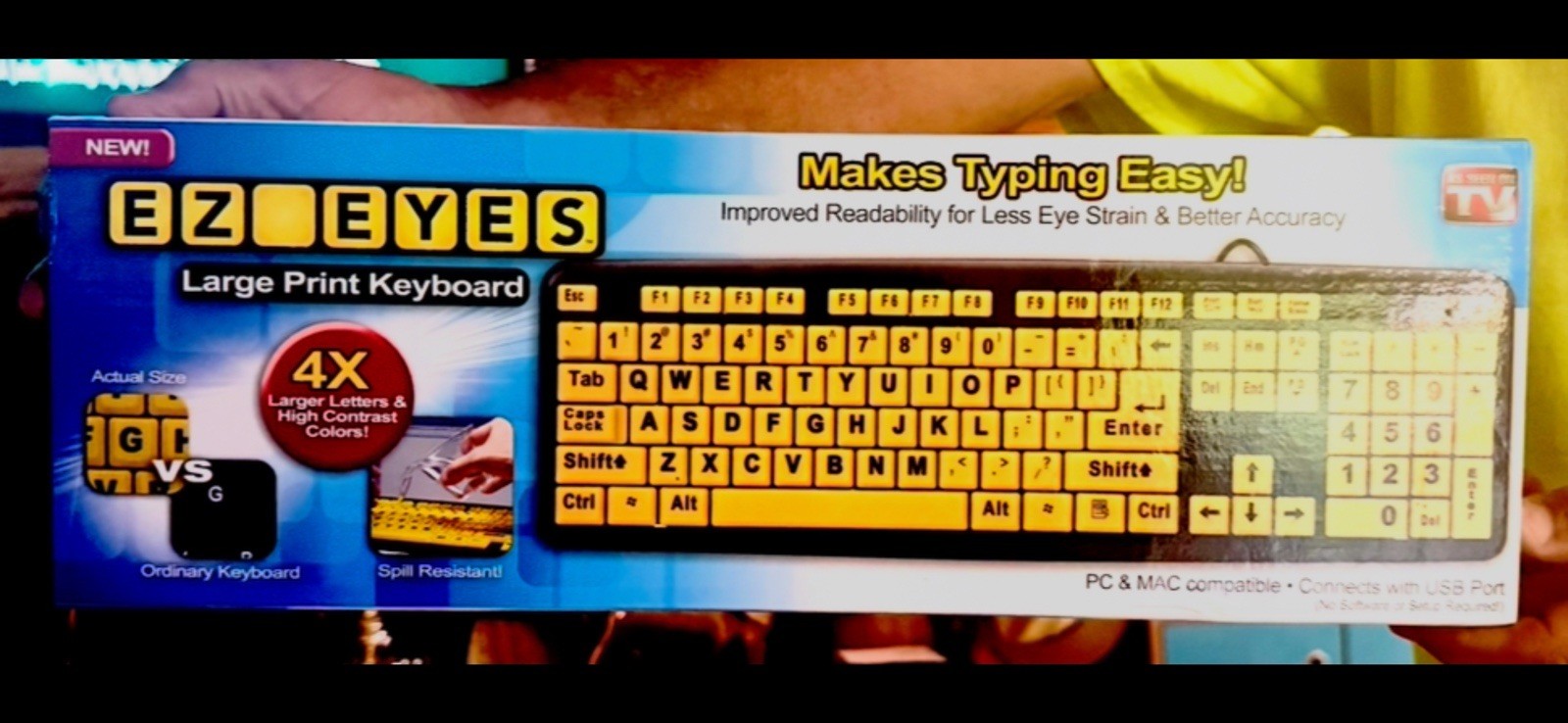 All Star EZ Eyes EE011106 Wired Keyboard Large Print As Seen on TV - New
