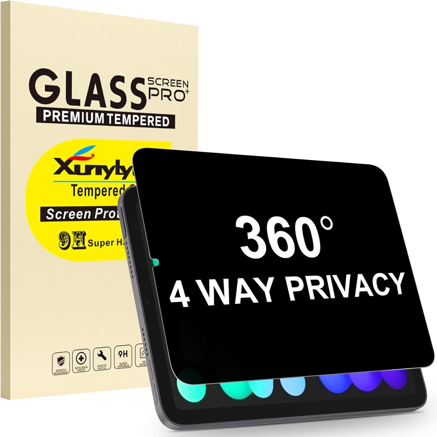 360° 4 Way Privacy Screen Protector for iPad Mini 7th/6th A17 Pro