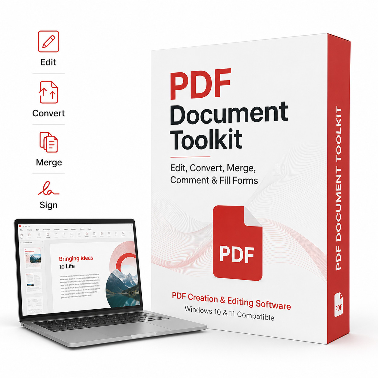 PDF Creator & Editor Software USB | Windows 10 11 PDF Convert Merge Fill Sign