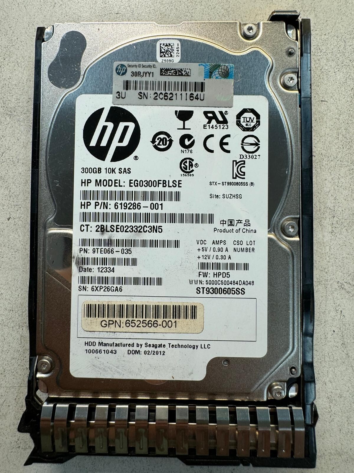 HP 619286-001 EG0300FBLSE 300GB 10K RPM 64MB Cache 6 Gb/s SAS 2.5" HDD