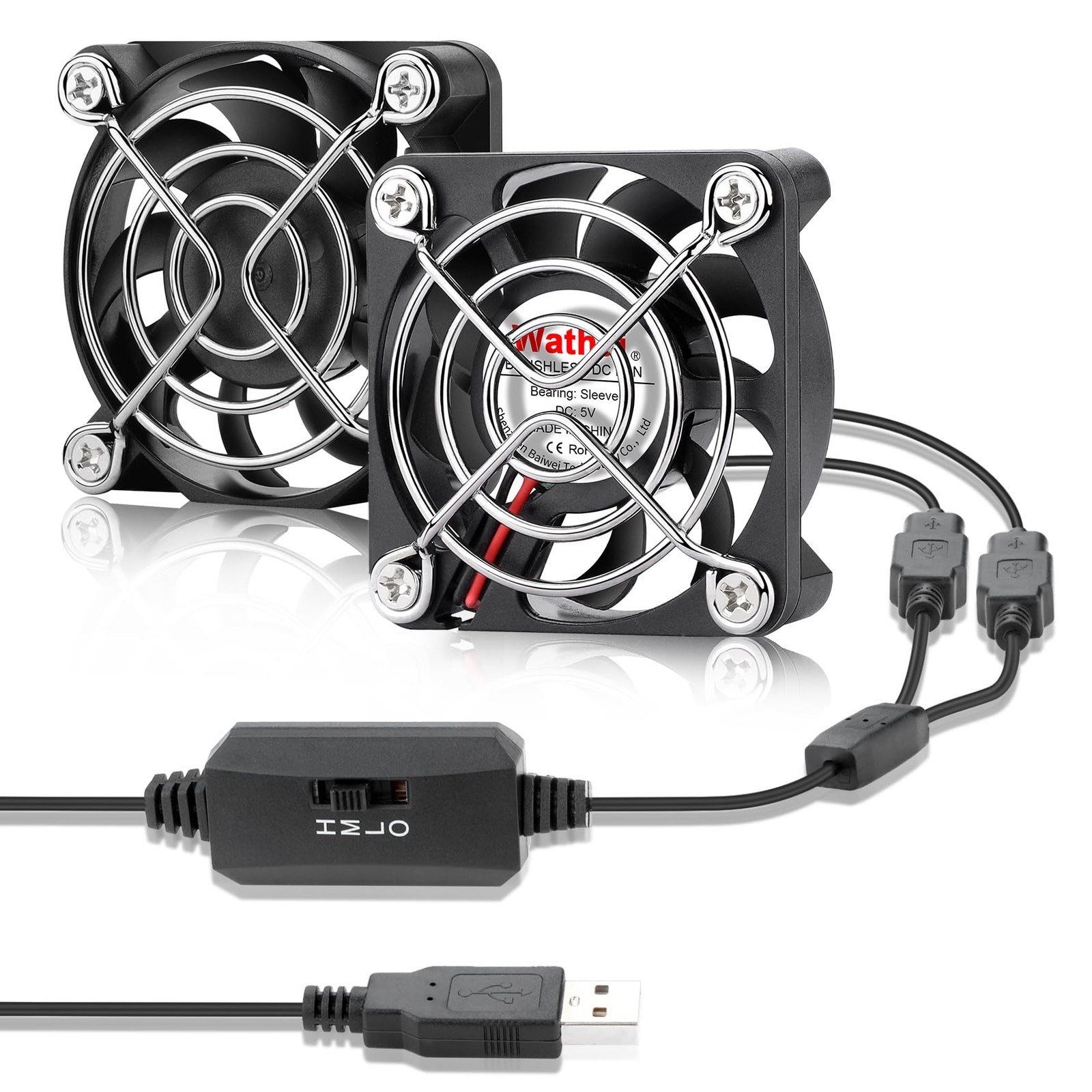50mm 5V Mini Box USB Computer Fan with 3 Speed Control 5010 2PCS