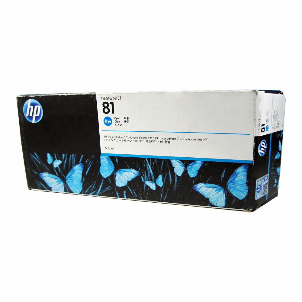 Genuine HP 81 Cyan 680ml Dye Ink C4931A DesignJet 5000 5500 (Retail Box)