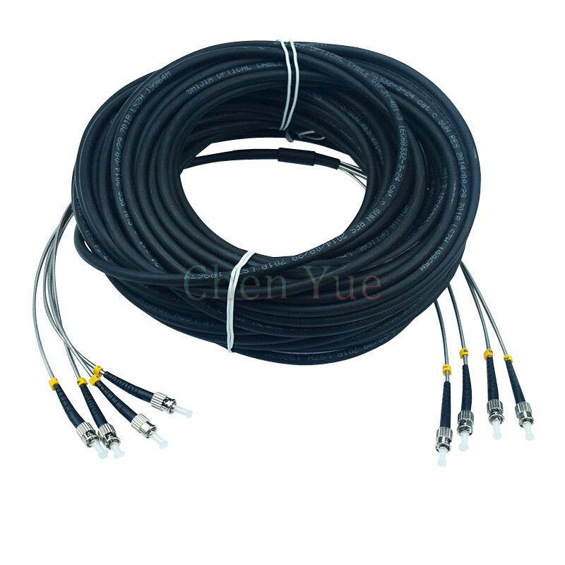 20M 4 Cores Field Outdoor Fiber Cable ST-ST 4 Strand 9/125 SM Fiber Patch Cord