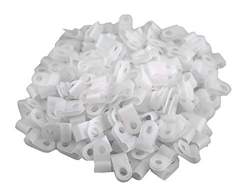200pcs White Nylon R-Type Cable Clips Fastener for 1/4 Inch (6.35mm) Dia Wire...