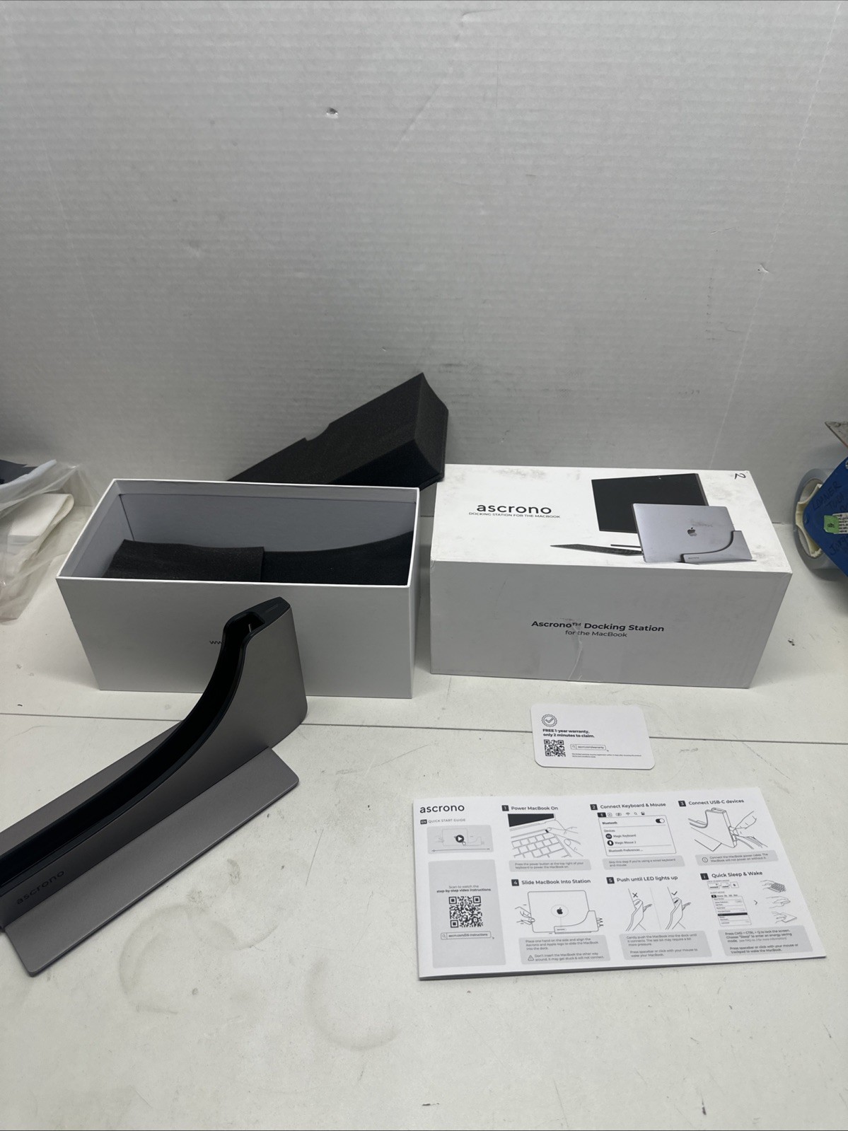 Ascrono Vertical Docking Station for MacBook Pro Space Gray Aluminum Stand