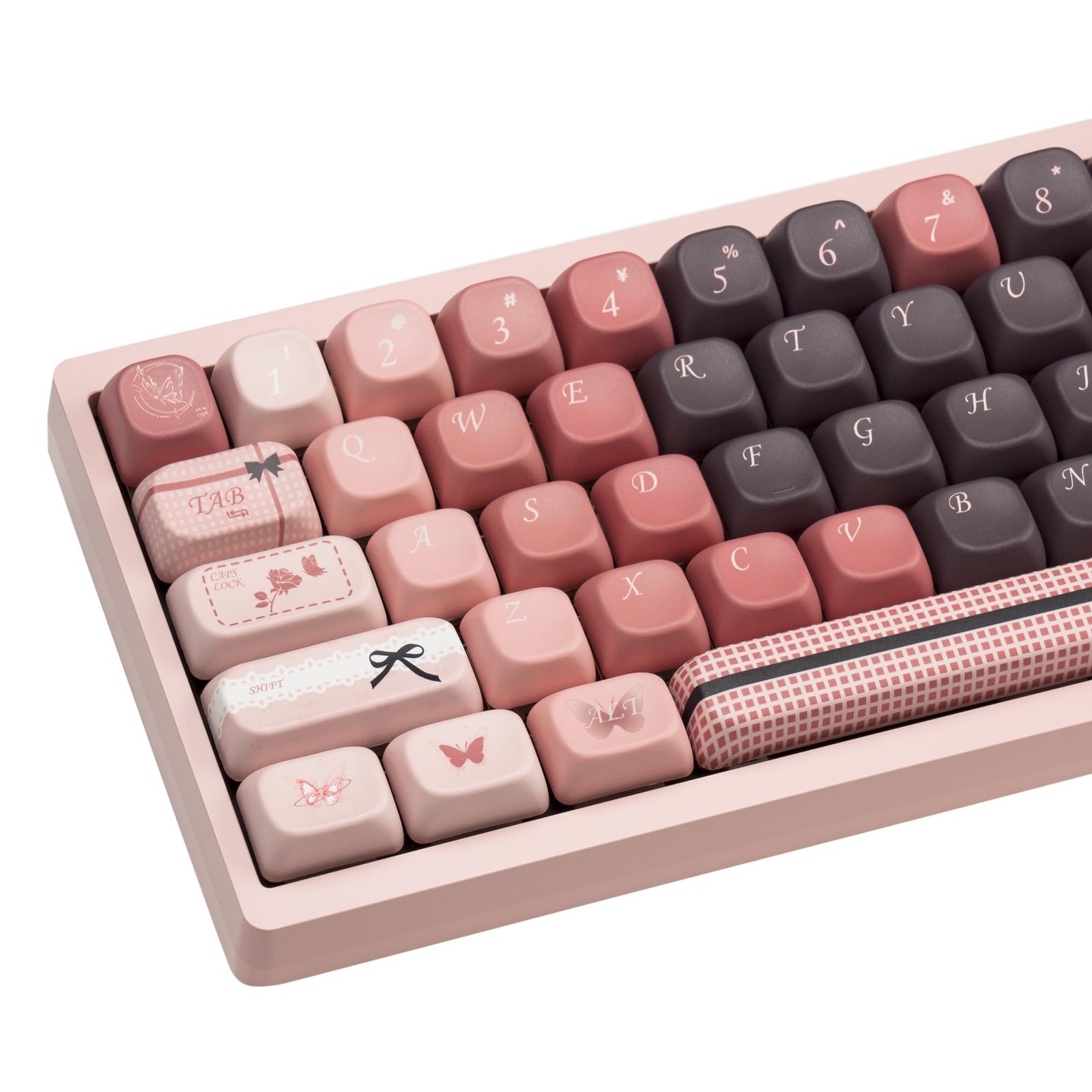 Cute Pink Brown Keycaps PBT Material Gradient Heart Keycap Mechanical Set
