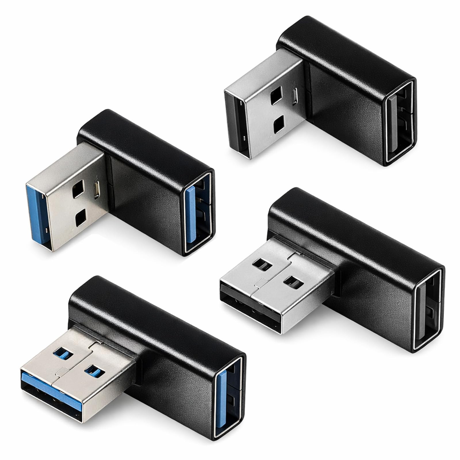 4 Pack 90 Degree USB 3.0 Adapter, USB Extender Connector Adapter Up and Down ...