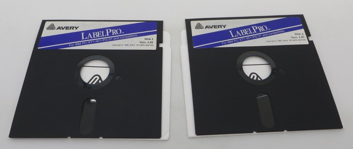 Avery LABEL PRO 1990 5.25" Floppy Disks for IBM PC/XT/PS/2 and compatibles