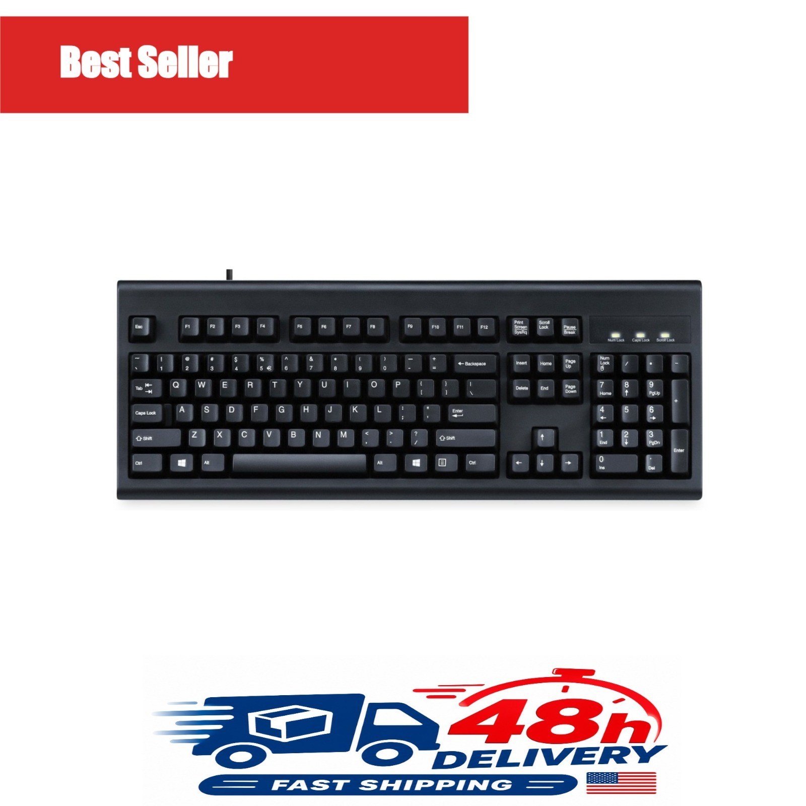 Perixx Periboard-106 Wired Full Size Ergonomic Keyboard Black US QWERTY