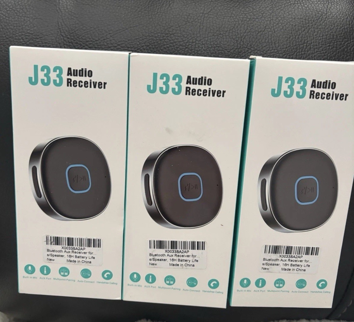 3pk J33 Bluetooth Aux Receiver 3.5mm Aux Adapter Wireless Audio Car Stereo