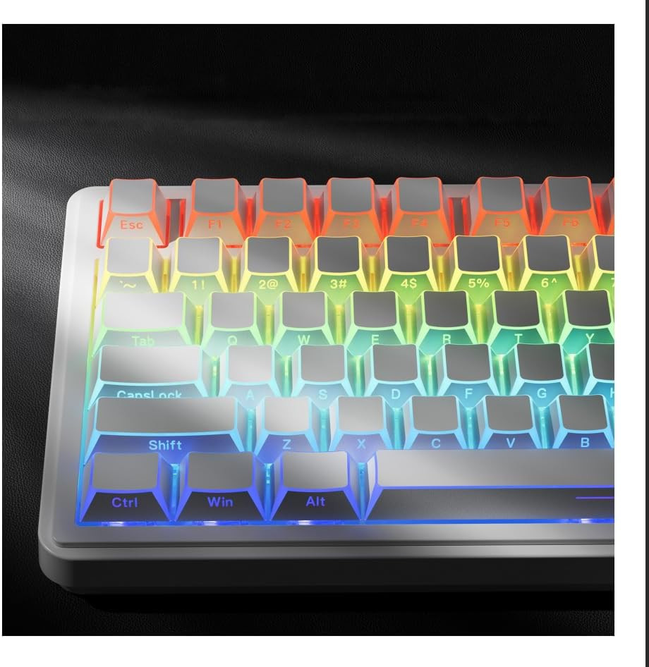 XVX White Prism Shine through Keycaps, PBT &PC Doubleshot Cherry Profile Keycap