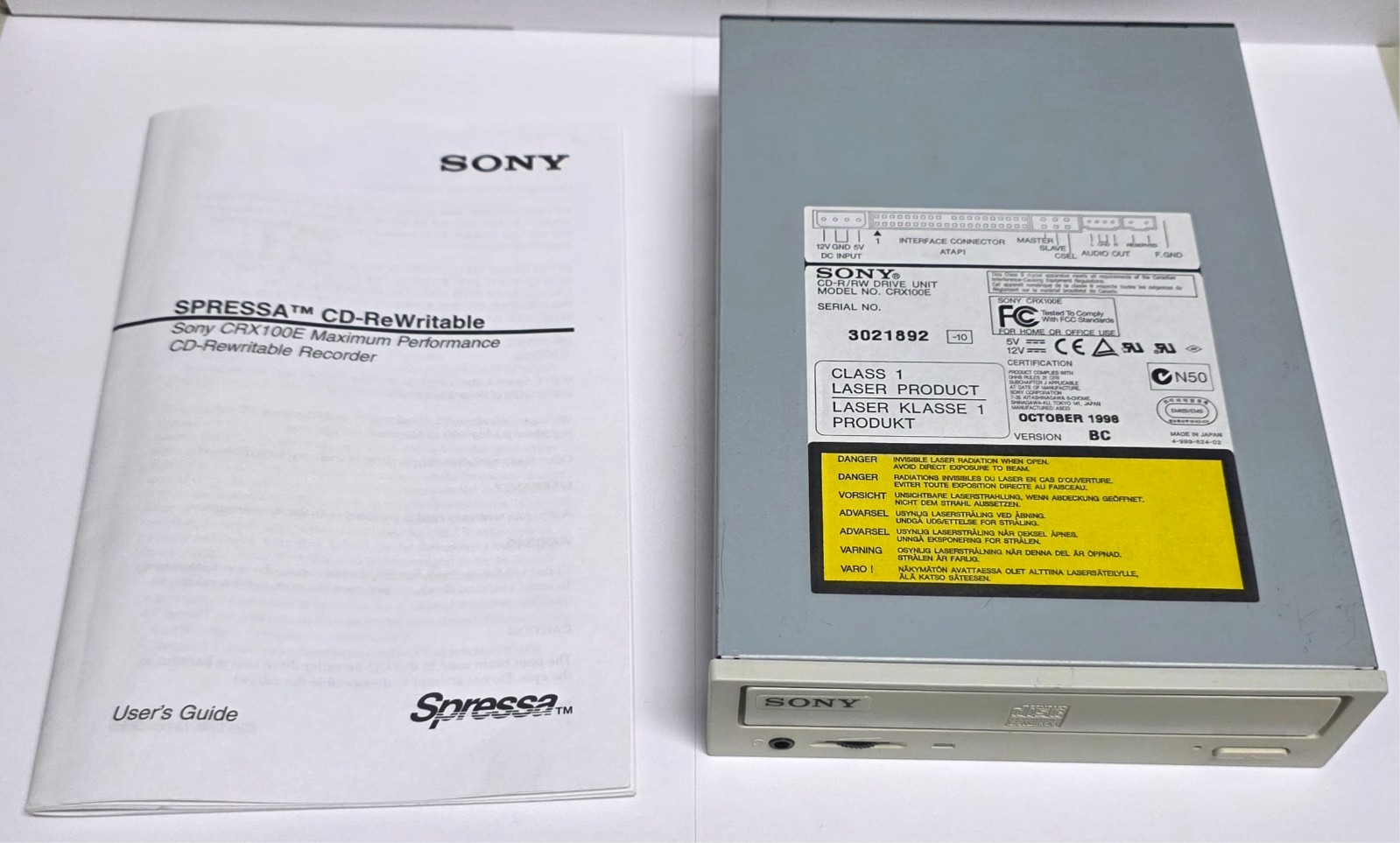 Sony CRX100E Max. Performance CD ReWriter with ATAPI Interface